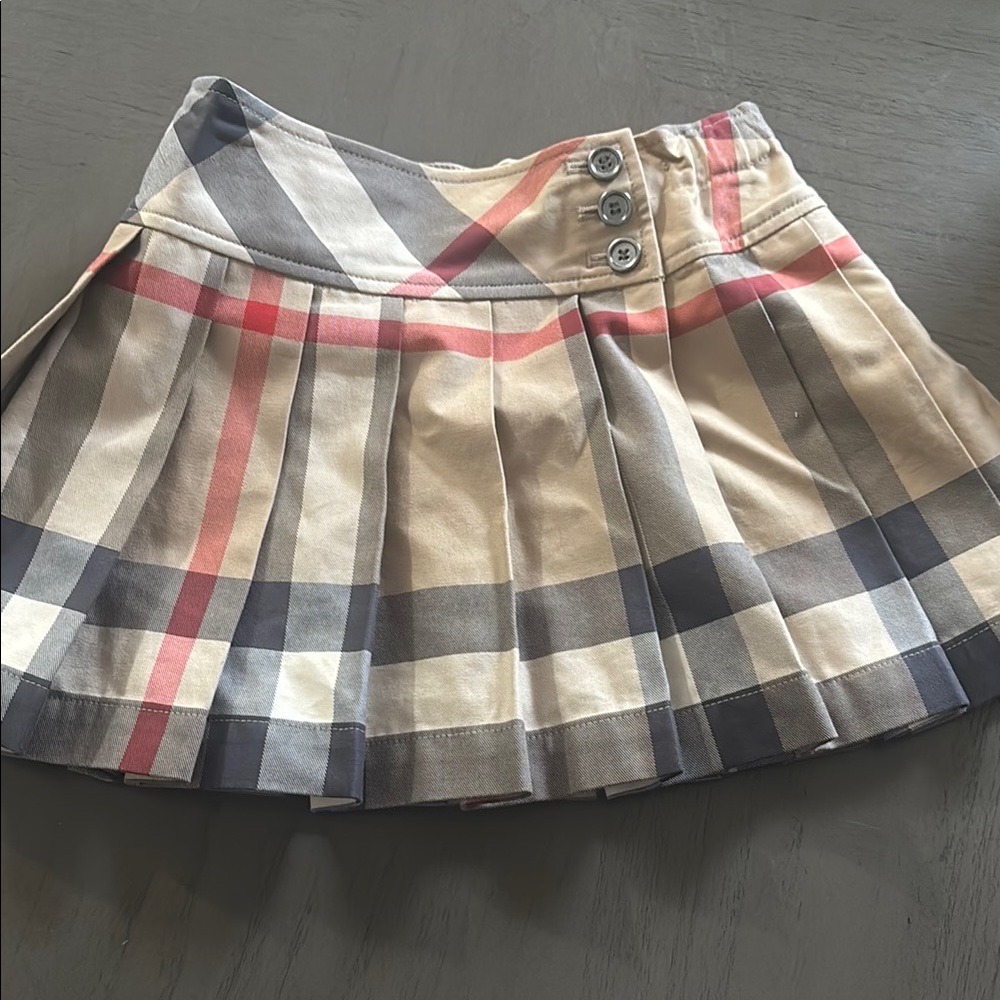 Burberry Tan and Black Mini A-Line Skirt